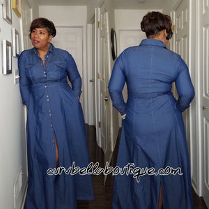 Denim Button Maxi Dress